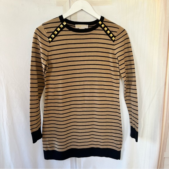 MICHAEL Michael Kors Striped Tunic Sweater w/ Studded Accents - Picture 1 of 10